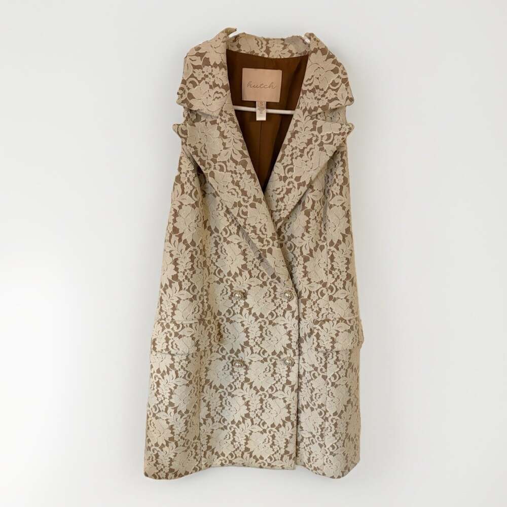 Anthropologie Hutch Ivory Lace Double-Breasted Sleeveless Mini Dress Size S